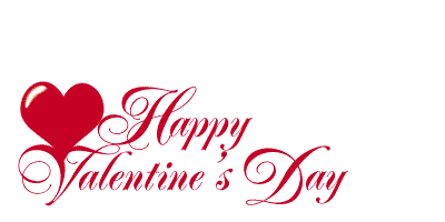 Czerwony napis Happy Valentine Day z sercem